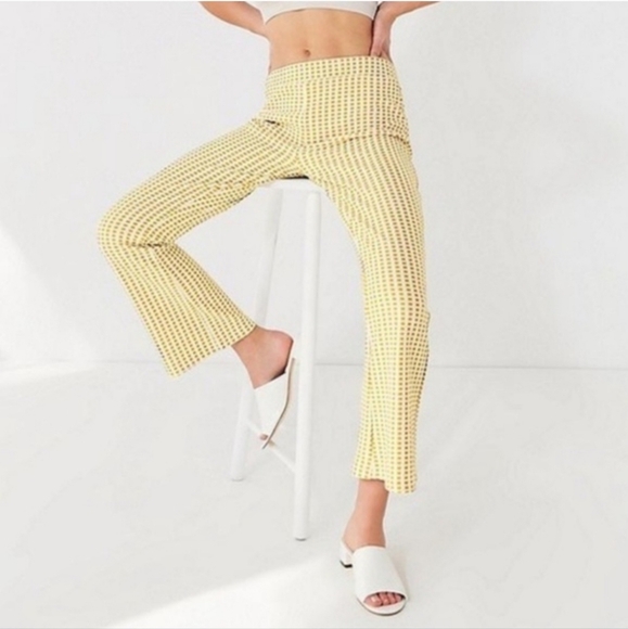 UO | Casey Cropped Kick Flare Pant in Yellow - Picture 1 of 5